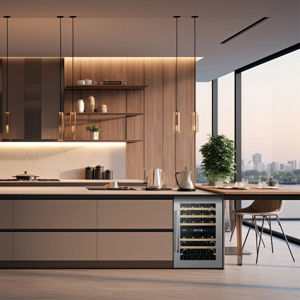 WEINKÜHLSCHRANK DVS-44.120DSS  - Edelstahlfarben, Basics, Glas/Holz (59/88,2/57,1cm)