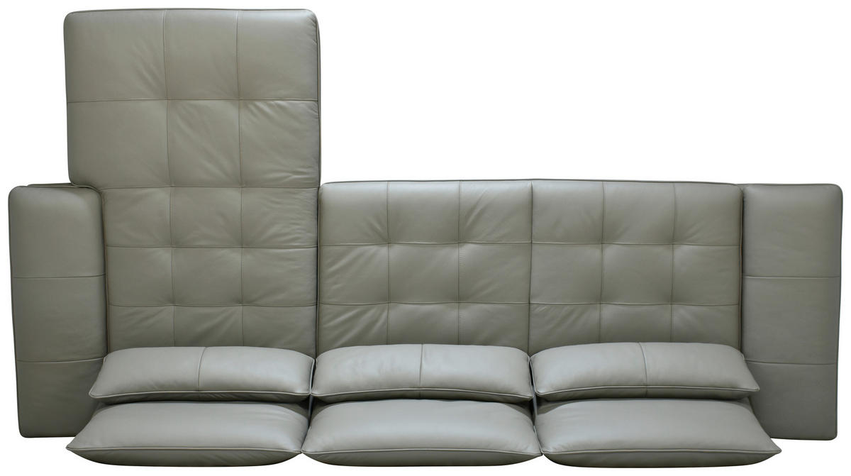ECKSOFA Grau, Taupe Echtleder  - Taupe/Schwarz, Design, Leder/Kunststoff (312/104-128cm) - Celina Home