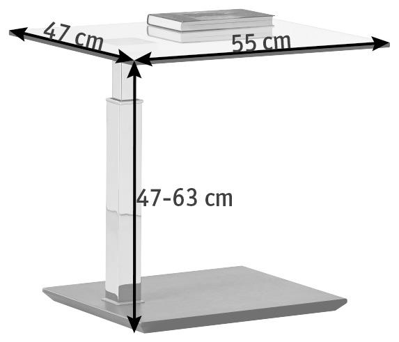 COUCHTISCH rechteckig 55/47/47-63 cm  - Design, Glas/Kunststoff (55/47/47-63cm)