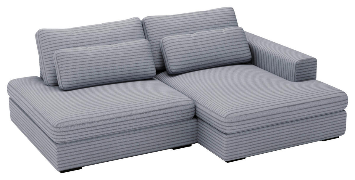 ECKSOFA in Cord Blaugrau  - Blaugrau/Schwarz, Design, Kunststoff/Textil (223/158cm) - Lomoco
