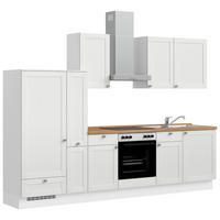 KÜCHENBLOCK Frame 300 cm  in Weiß, Eichefarben  - Edelstahlfarben/Eichefarben, MODERN, Holzwerkstoff/Metall (300cm) - Nobilia
