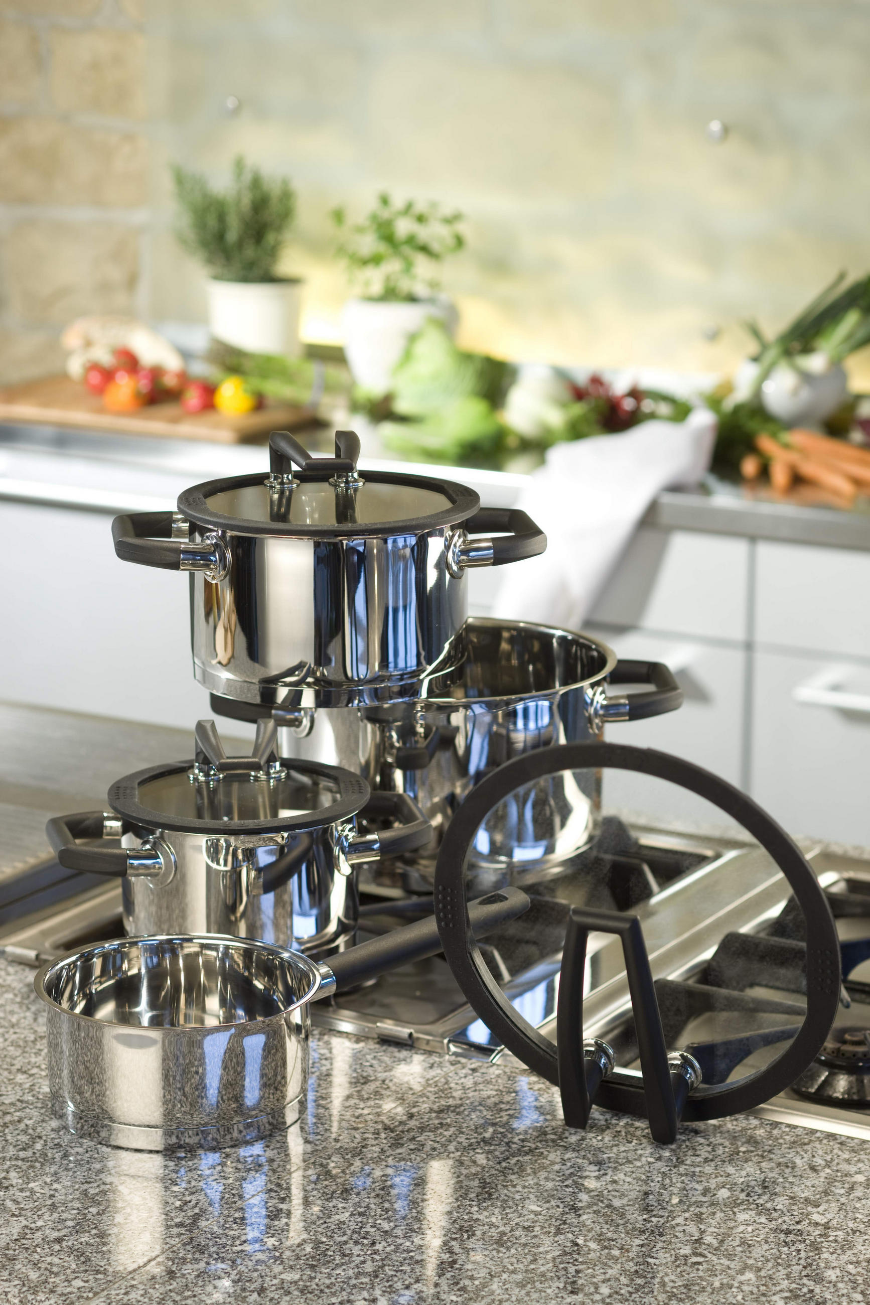 KOCHTOPFSET Black Pearl 4-teilig  - Silberfarben, Basics, Glas/Metall (34/29/54cm) - ELO