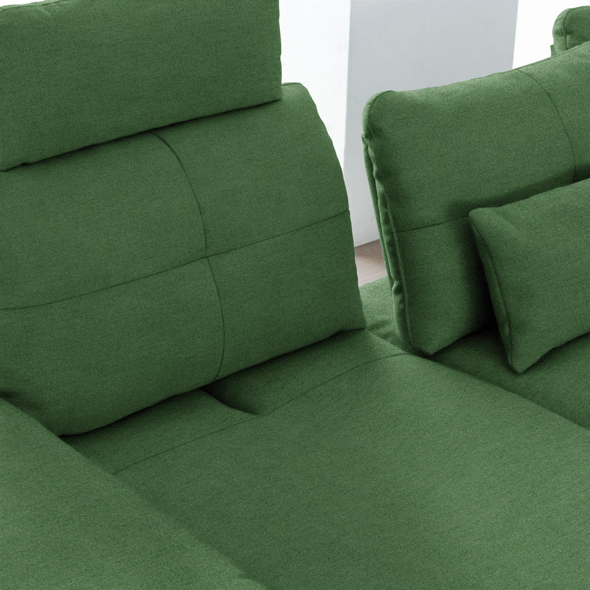 ECKSOFA in Flachgewebe Grün  - Schwarz/Grün, Design, Textil/Metall (344/271cm) - Chilliano