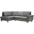 ECKSOFA Hellgrau Flachgewebe  - Eichefarben/Hellgrau, Design, Holz/Textil (185/253cm) - Cantus