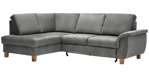 ECKSOFA Hellgrau Flachgewebe  - Eichefarben/Hellgrau, Design, Holz/Textil (185/253cm) - Cantus