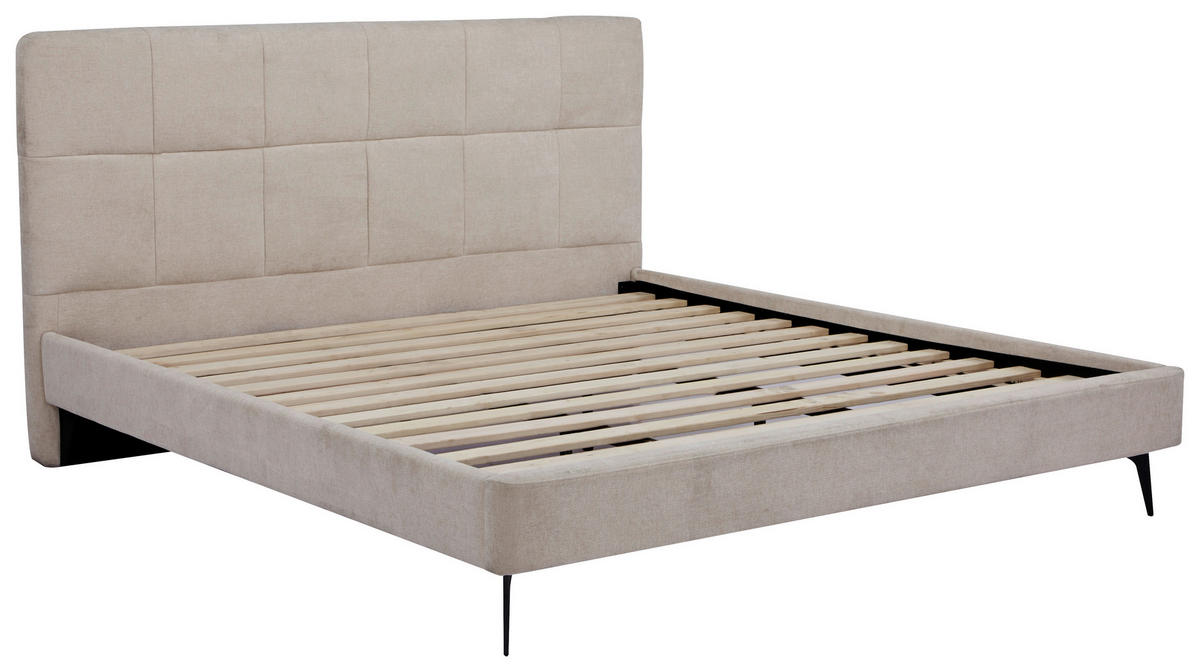 POLSTERBETT 180/200 cm, inkl. Lattenrost,  in Beige  - Beige/Schwarz, Design, Holz/Textil (180/200cm) - Boxxx