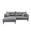 ECKSOFA in Velours Grau  180/255 cm  - Schwarz/Grau, Design, Textil/Metall (180/255cm) - Livetastic