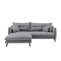 ECKSOFA  in Velours Grau  180/255 cm  - Schwarz/Grau, Design, Textil/Metall (180/255cm) - Livetastic