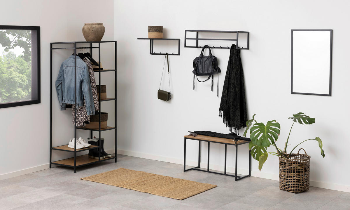 GARDEROBE  in 77/165/45 cm  - Wildeiche/Schwarz, Trend, Holzwerkstoff/Metall (77/165/45cm) - MID.YOU