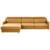 ECKSOFA in Echtleder Currygelb  - Chromfarben/Currygelb, Design, Leder/Metall (176/291cm) - Valdera