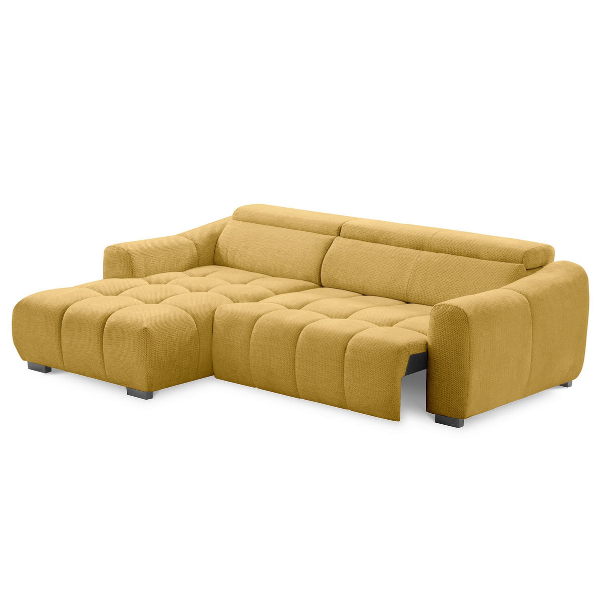 ECKSOFA  Webstoff Senfgelb  - Senfgelb/Schwarz, Design, Kunststoff/Textil (177/274cm) - Livetastic