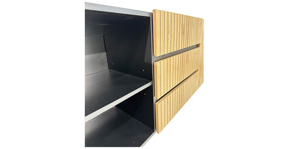 SIDEBOARD LINO in 150/75/40 cm - Eichefarben/Schwarz, Design, Holzwerkstoff/Metall (150/75/40cm) - Xora