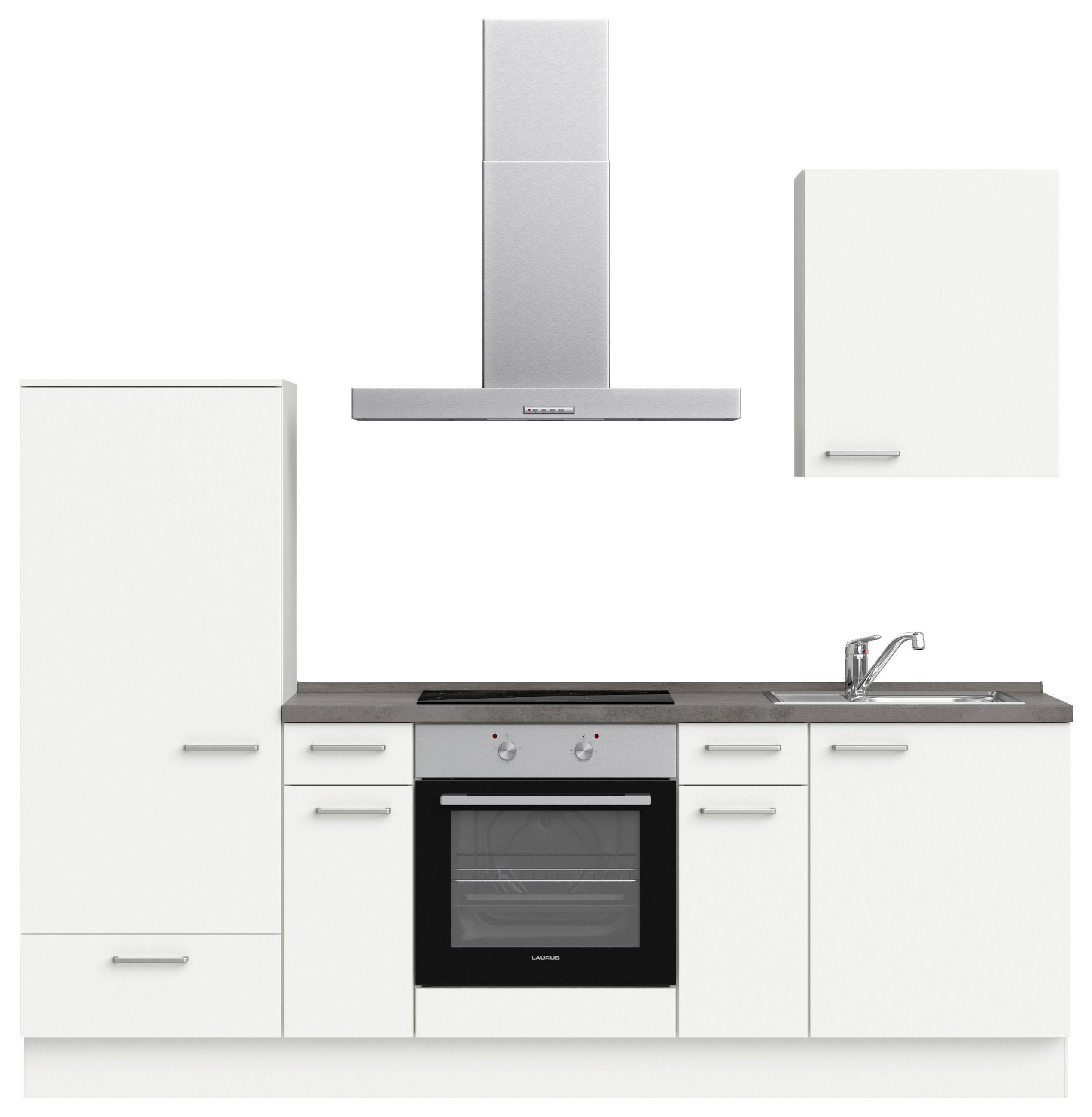 KÜCHENBLOCK 240 cm   in Weiß, Schieferfarben  - Schieferfarben/Edelstahlfarben, MODERN, Holzwerkstoff/Metall (240cm) - Nobilia