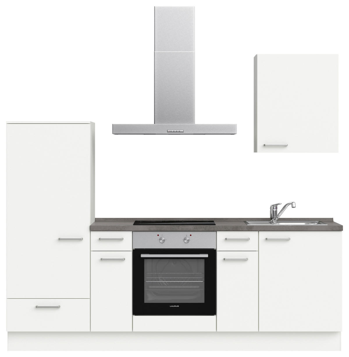 KÜCHENBLOCK 240 cm   in Weiß, Schieferfarben  - Schieferfarben/Edelstahlfarben, MODERN, Holzwerkstoff/Metall (240cm) - Nobilia