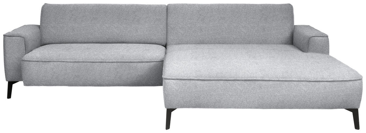 ECKSOFA in Flachgewebe Grau  285/190 cm  - Schwarz/Grau, Design, Textil/Metall (285/190cm) - Johann Jakob