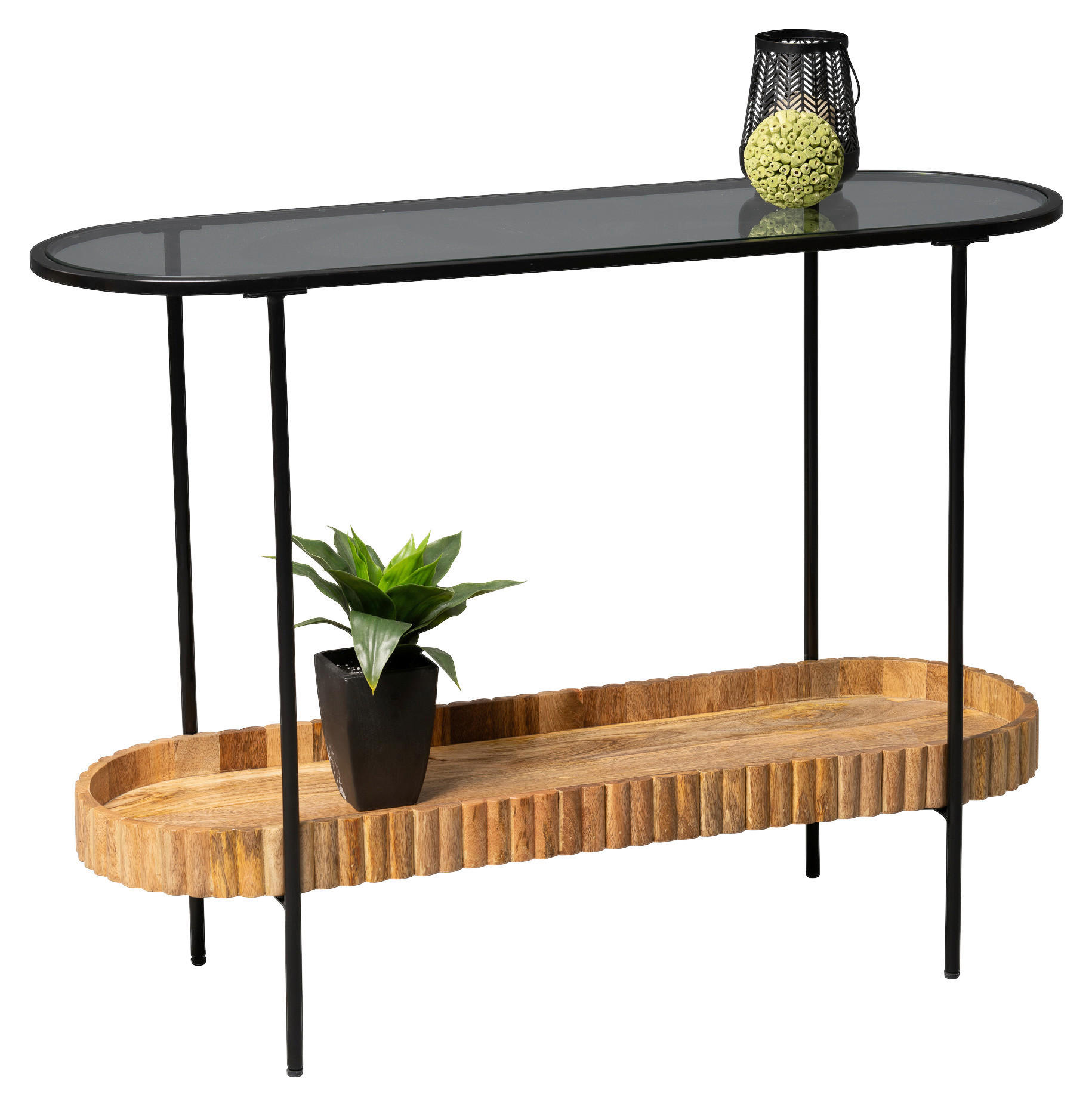KONSOLENTISCH Mangoholz Braun - Schwarz/Braun, Design, Glas/Holz (107/36/78cm) - Landscape