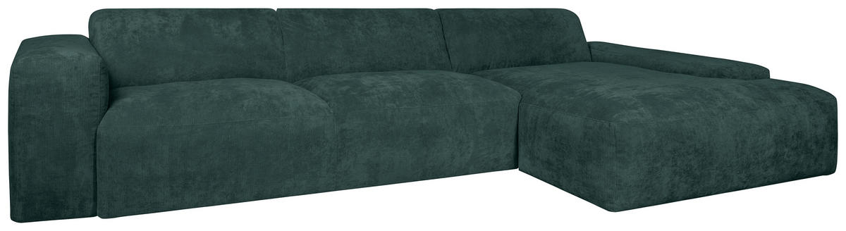 ECKSOFA HANNAH Grün Cord  - Schwarz/Grün, Design, Kunststoff/Textil (343/170cm) - MID.YOU