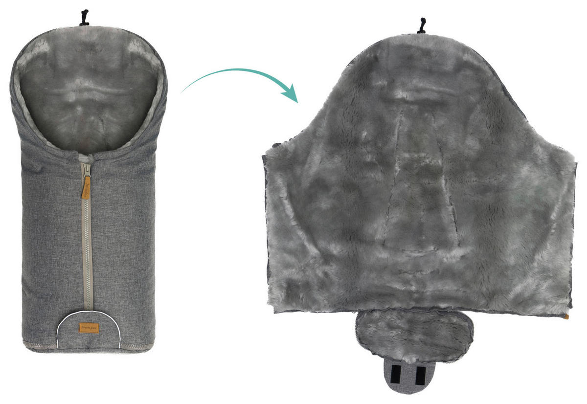 BABYSCHALEN-FUßSACK  - Grau, Basics, Kunststoff/Fell (45/80cm) - Jimmylee