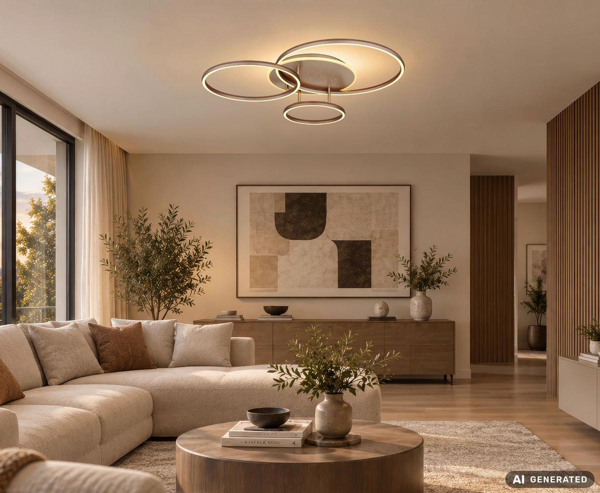 LED-DECKENLEUCHTE Glintia 80,7/70/13 cm  - Champagner/Opal, Design, Kunststoff/Metall (80,7/70/13cm) - Globo