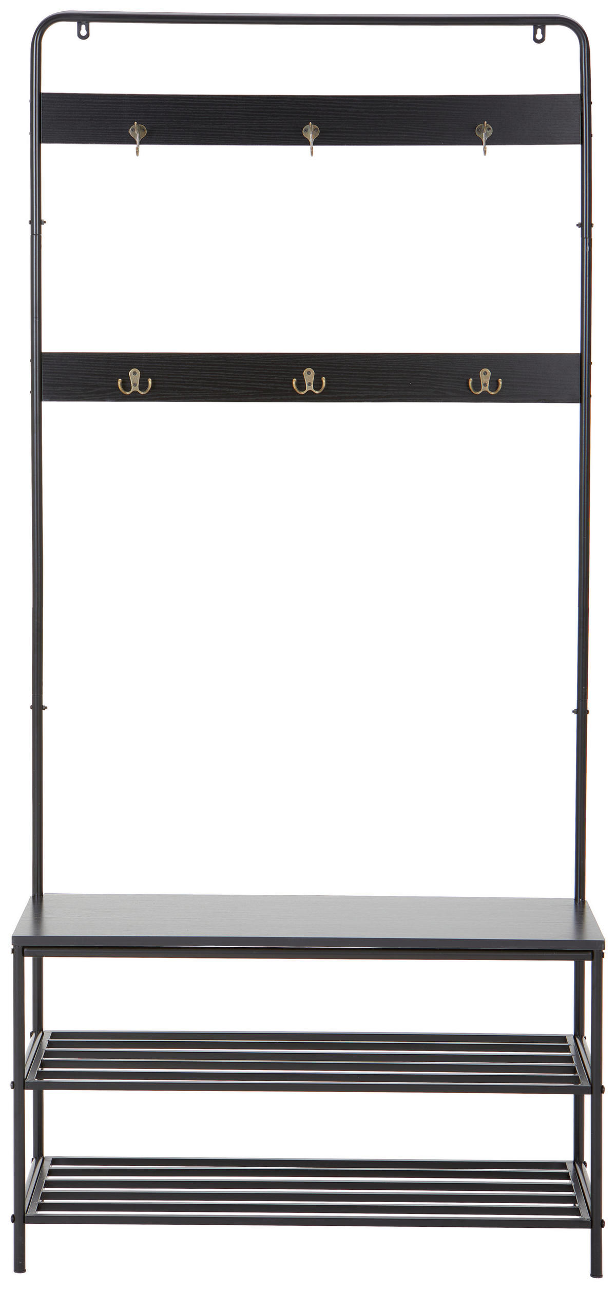 GARDEROBE 2-teilig  in 90/173/37 cm  - Schwarz, Trend, Holzwerkstoff/Metall (90/173/37cm) - Carryhome