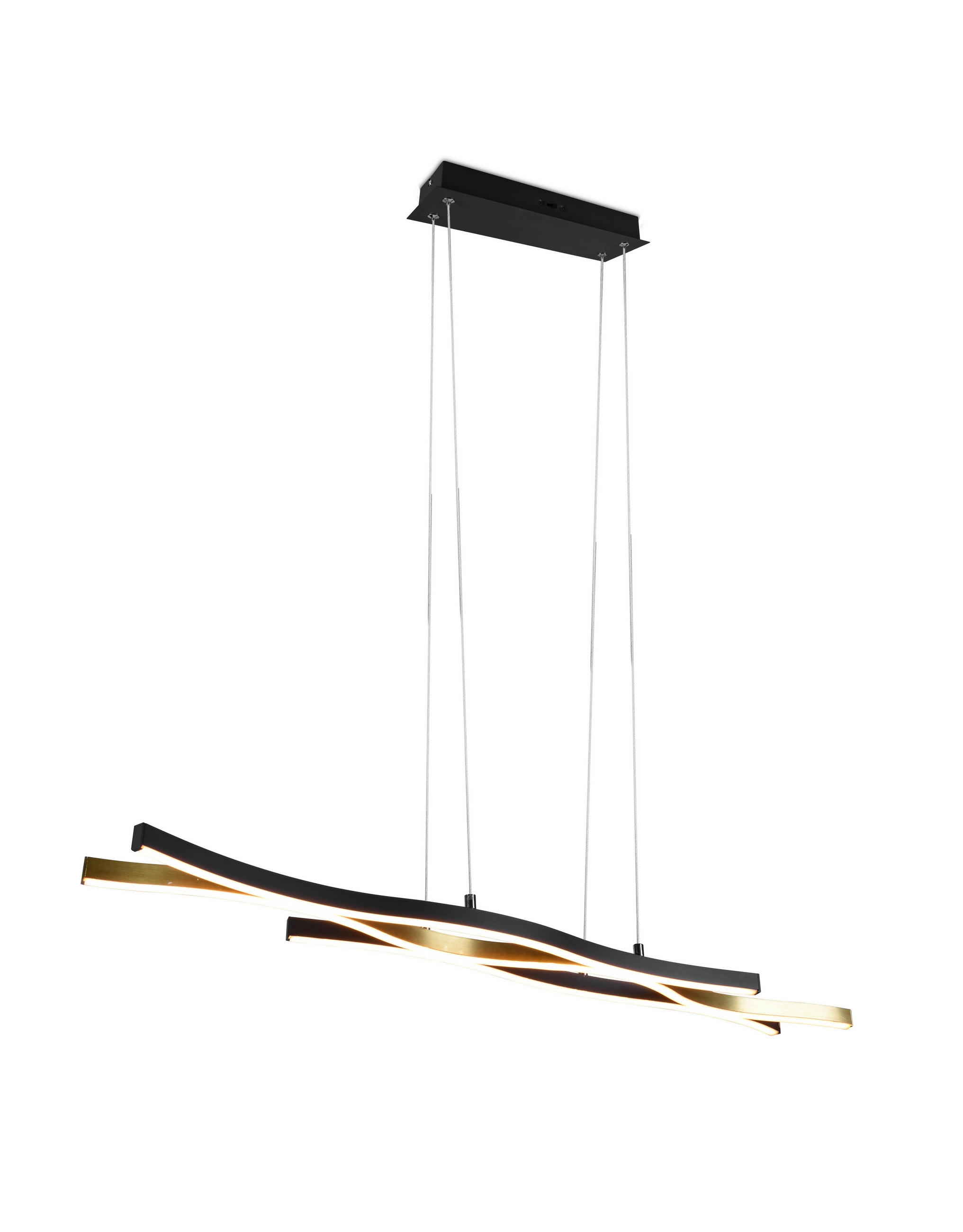 LED-HÄNGELEUCHTE Balze 107,5/15,5/150 cm   - Messingfarben/Schwarz, Design, Metall (107,5/15,5/150cm) - Trio Leuchten