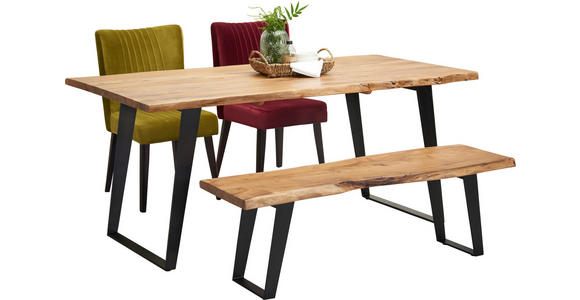 ESSTISCH in Holz, Metall 175/90/76 cm - Schwarz/Akaziefarben, KONVENTIONELL, Holz/Metall (175/90/76cm) - Ambia Home