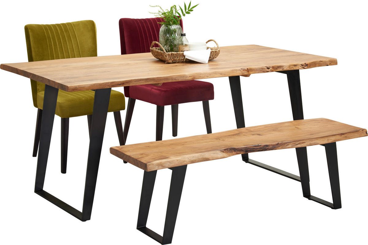 ESSTISCH in Holz, Metall 175/90/76 cm   - Schwarz/Akaziefarben, KONVENTIONELL, Holz/Metall (175/90/76cm) - Ambia Home
