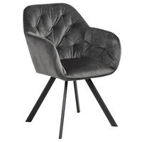 ŽIDLE S PODRUČKAMI, samet, tmavě šedá - černá/tmavě šedá, Design, kov/textil (57,5/81,5/61,5cm) - Carryhome