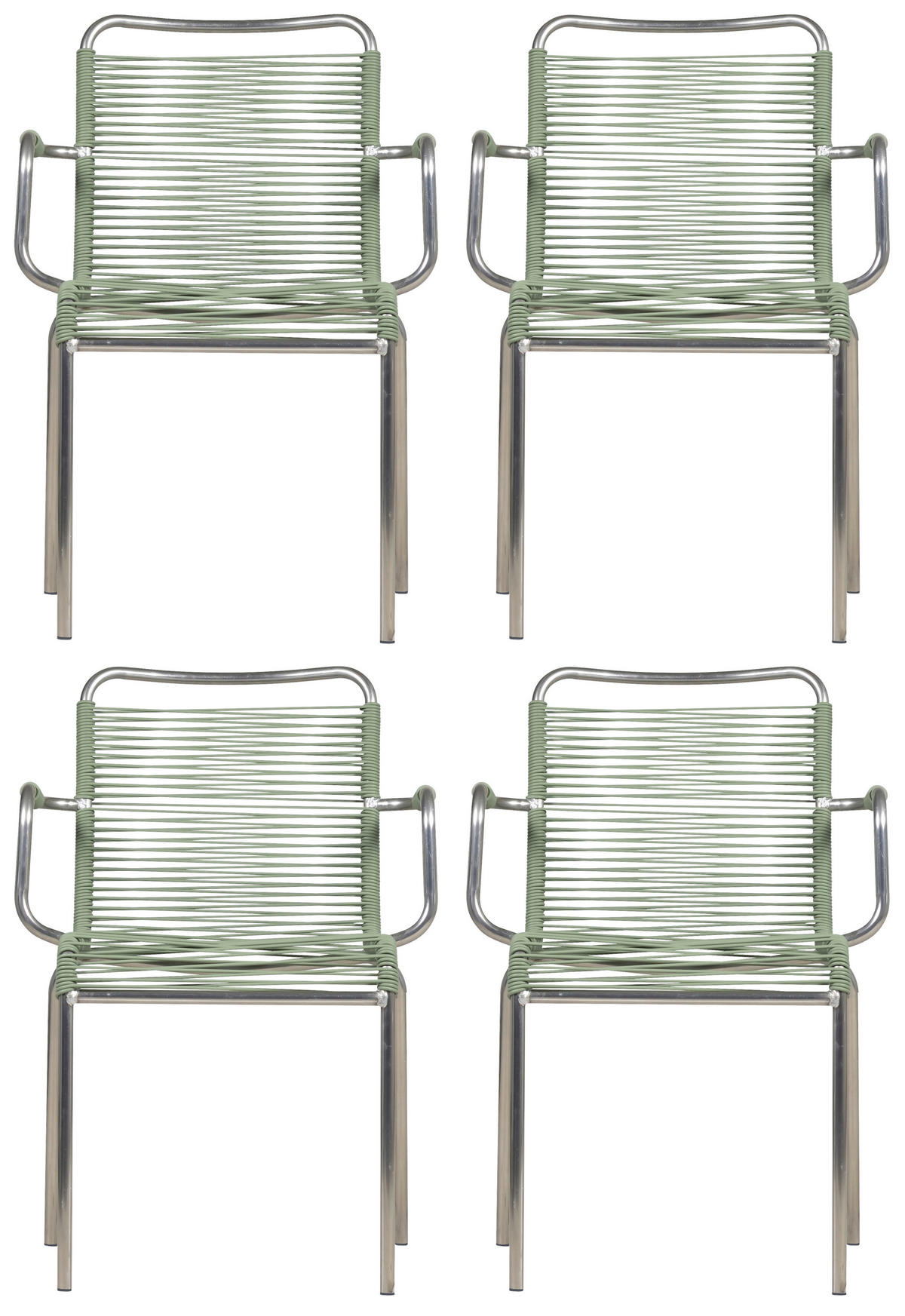 GARTENSESSEL-SET Aluminium Alufarben, Salbeigrün  - Salbeigrün/Alufarben, Design, Kunststoff/Metall (57/85/57cm) - FIAM