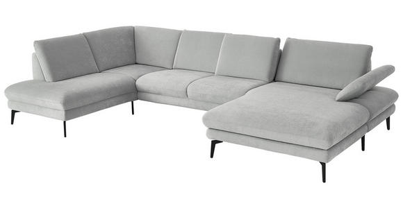 WOHNLANDSCHAFT in Chenille, Flachgewebe Silberfarben - Silberfarben/Schwarz, Design, Textil/Metall (208/344/180cm) - Dieter Knoll