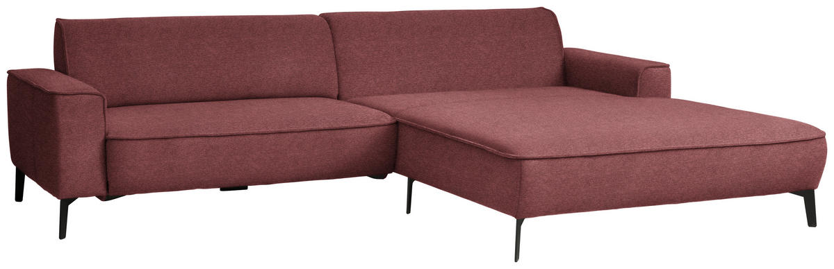 ECKSOFA in Flachgewebe Rot  - Rot/Schwarz, Design, Textil/Metall (285/190cm) - Johann Jakob