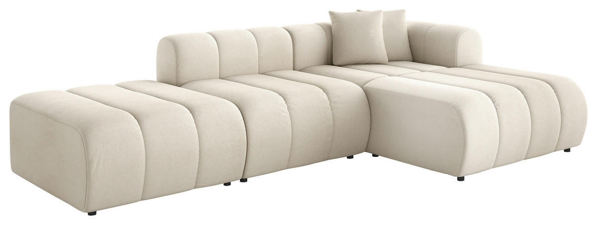 ECKSOFA Creme Webstoff Zierkissen  - Creme/Schwarz, LIFESTYLE, Kunststoff/Textil (289/178cm) - Milino