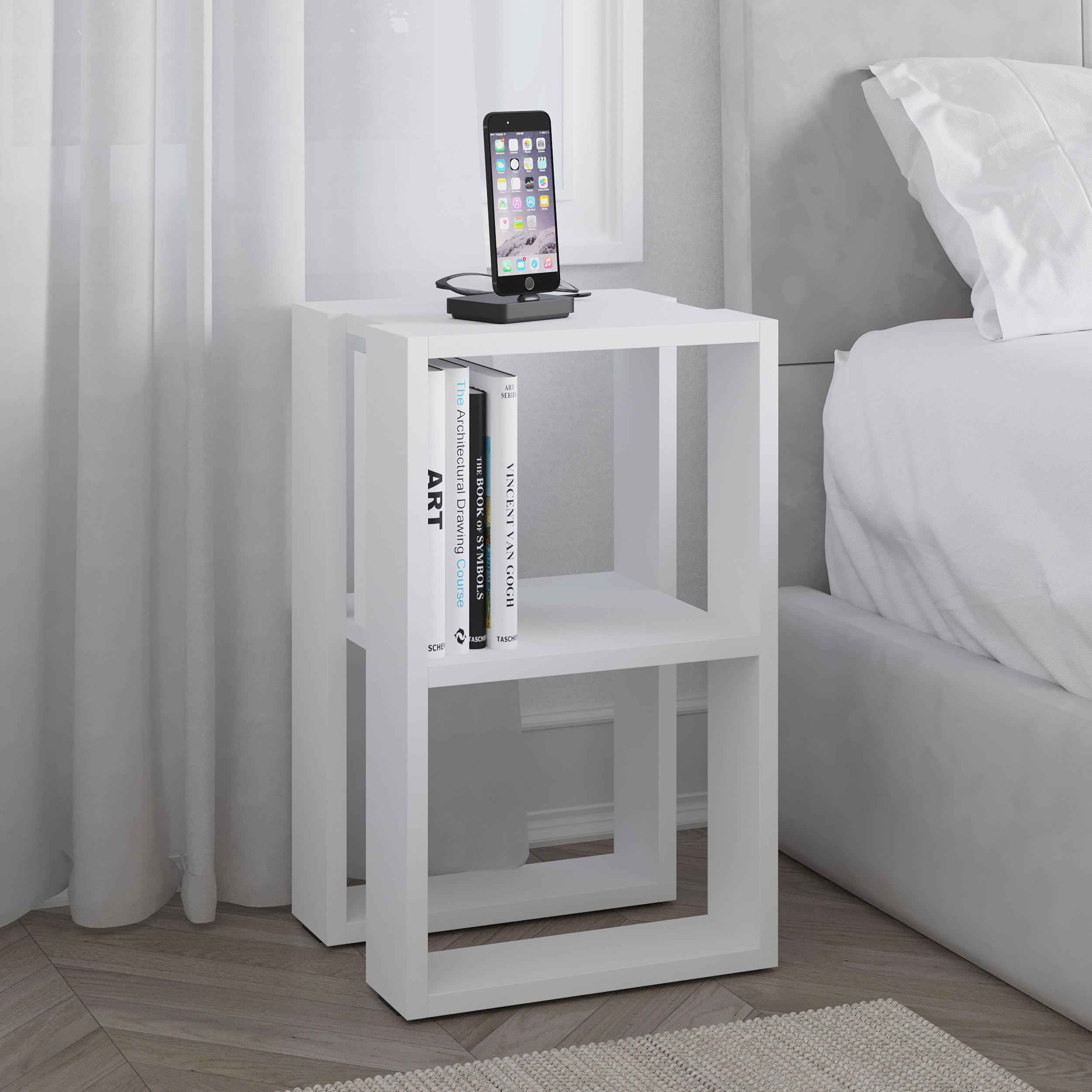 NACHTTISCH 34/55/30 cm  in Weiss  - Weiss, Design, Holzwerkstoff (34/55/30cm) - Livetastic