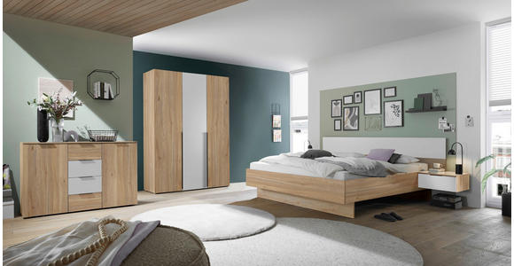 KLEIDERSCHRANK in Weiß, Eichefarben - Eichefarben/Schwarz, KONVENTIONELL, Holzwerkstoff/Kunststoff (150/210/53cm) - Carryhome