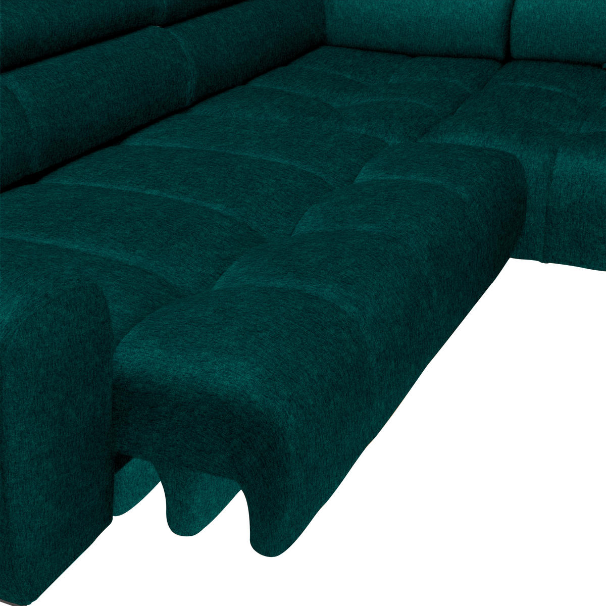 ECKSOFA in Samt, Webstoff Dunkelgrün  - Dunkelgrün/Schwarz, Design, Textil/Metall (270/177cm) - Welnova