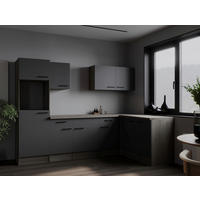 ECKKÜCHE 280/172 cm  in Grau, Eichefarben  - Eichefarben/Schwarz, Design, Holzwerkstoff/Metall (280/172cm) - Respekta