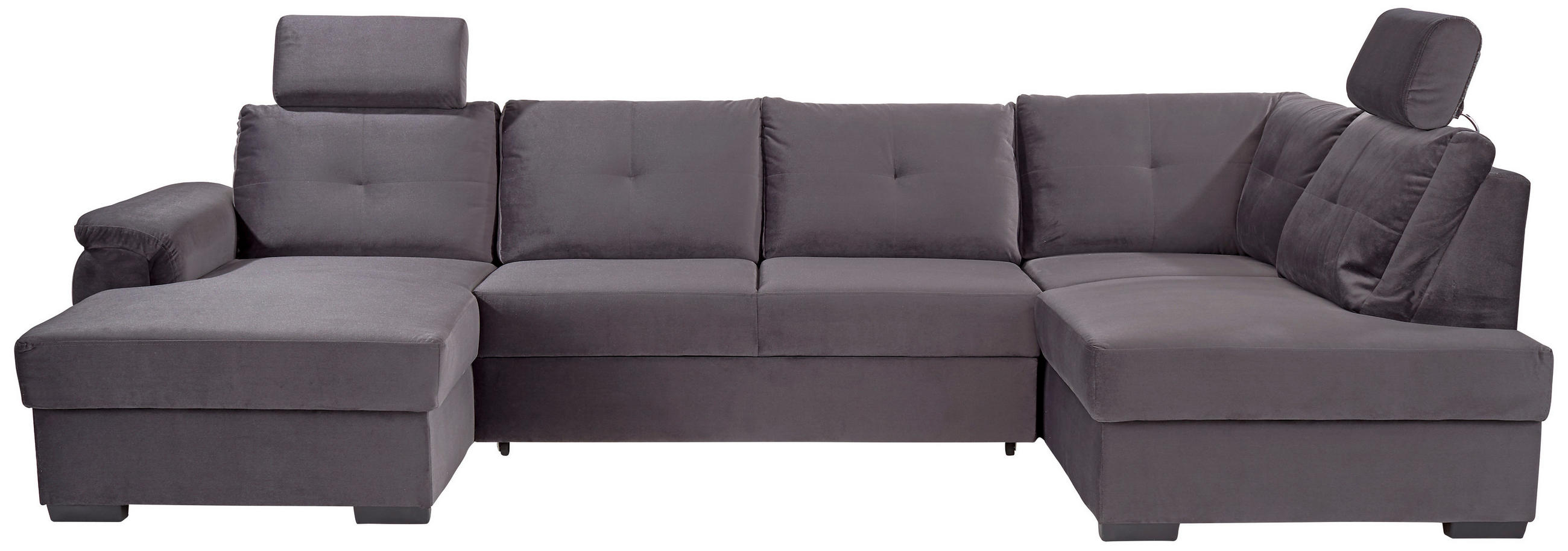 WOHNLANDSCHAFT Velours Dunkelgrau  - Weiss/Dunkelgrau, Konventionell, Kunststoff/Textil (168/325/184cm) - Livetastic