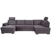 WOHNLANDSCHAFT Velours Dunkelgrau  - Weiss/Dunkelgrau, Konventionell, Kunststoff/Textil (168/325/184cm) - Livetastic