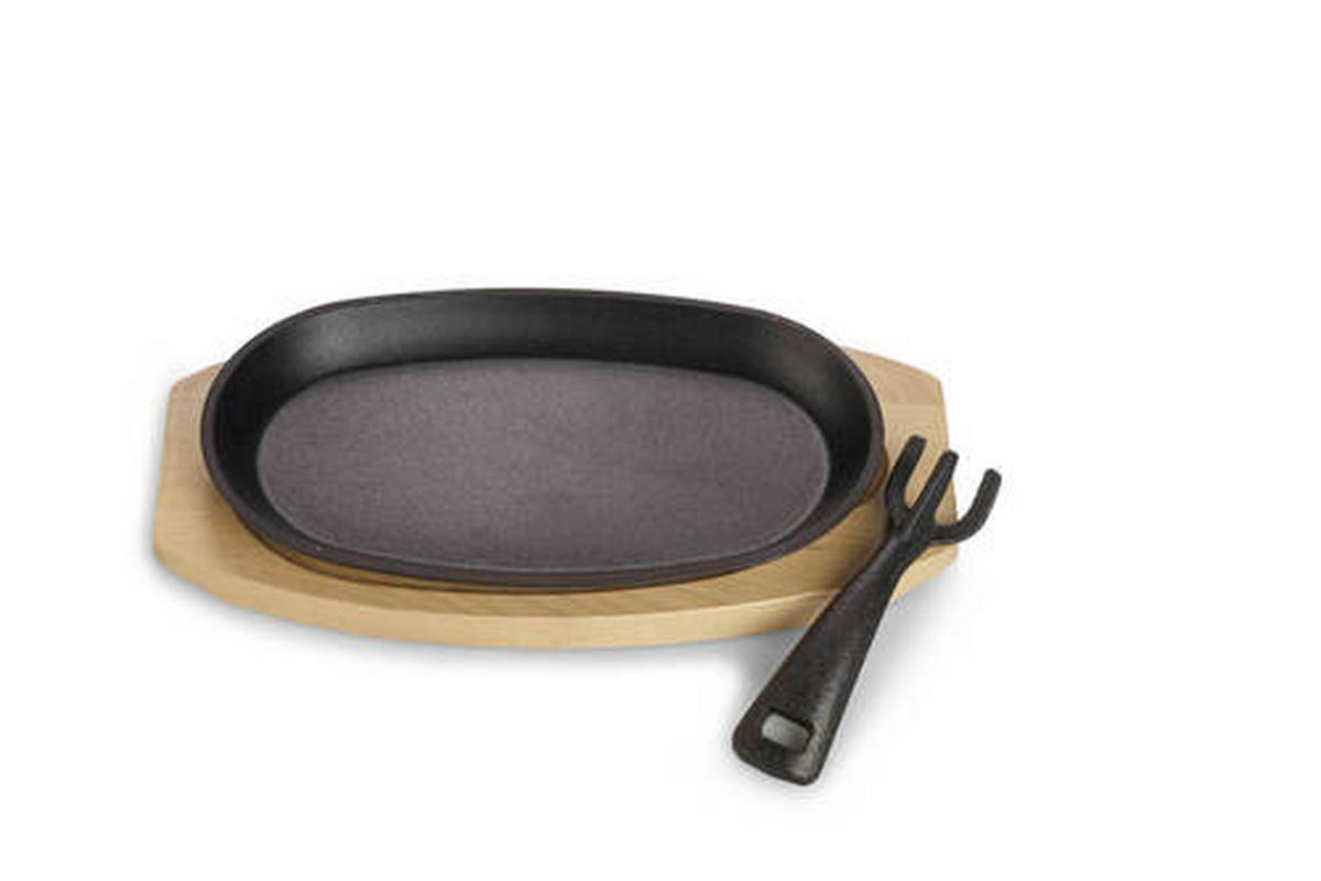 SERVIERPFANNE Emaille  - Schwarz/Braun, Basics, Holz/Metall (24/2/14cm) - Echtwerk
