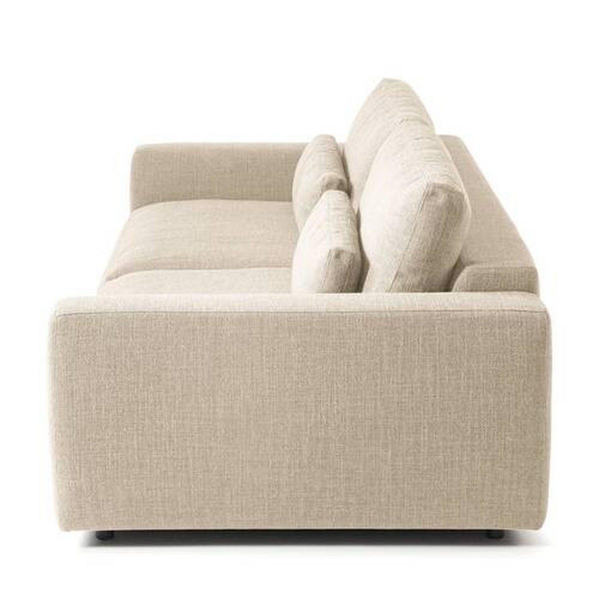 3-SITZER-SOFA in Webstoff Beige  - Beige/Schwarz, Design, Kunststoff/Textil (250/80/117cm) - home24