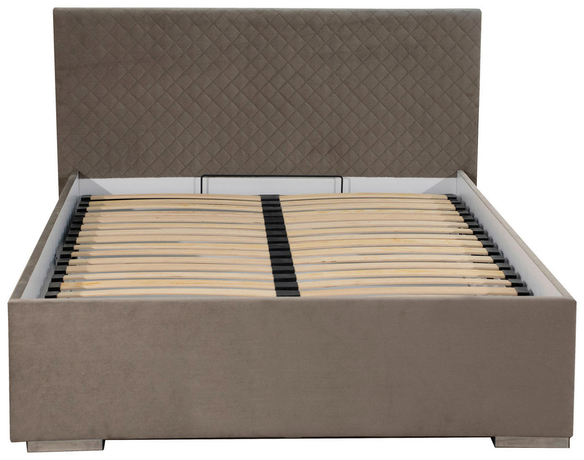 POLSTERBETT 140/200 cm  in Beige  - Chromfarben/Beige, Modern, Holz/Textil (140/200cm) - MID.YOU