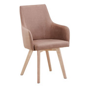 ARMLEHNSTUHL Webstoff Kautschukholz massiv Braun, Naturfarben - Braun/Naturfarben, Design, Holz/Textil (56/92/56cm) - Carryhome