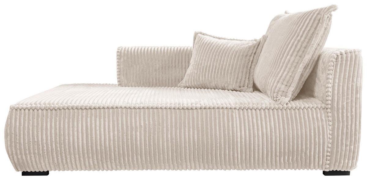 RÉCAMIERE Cord Creme  - Creme/Schwarz, Design, Holz/Textil (207/75/121cm) - MID.YOU