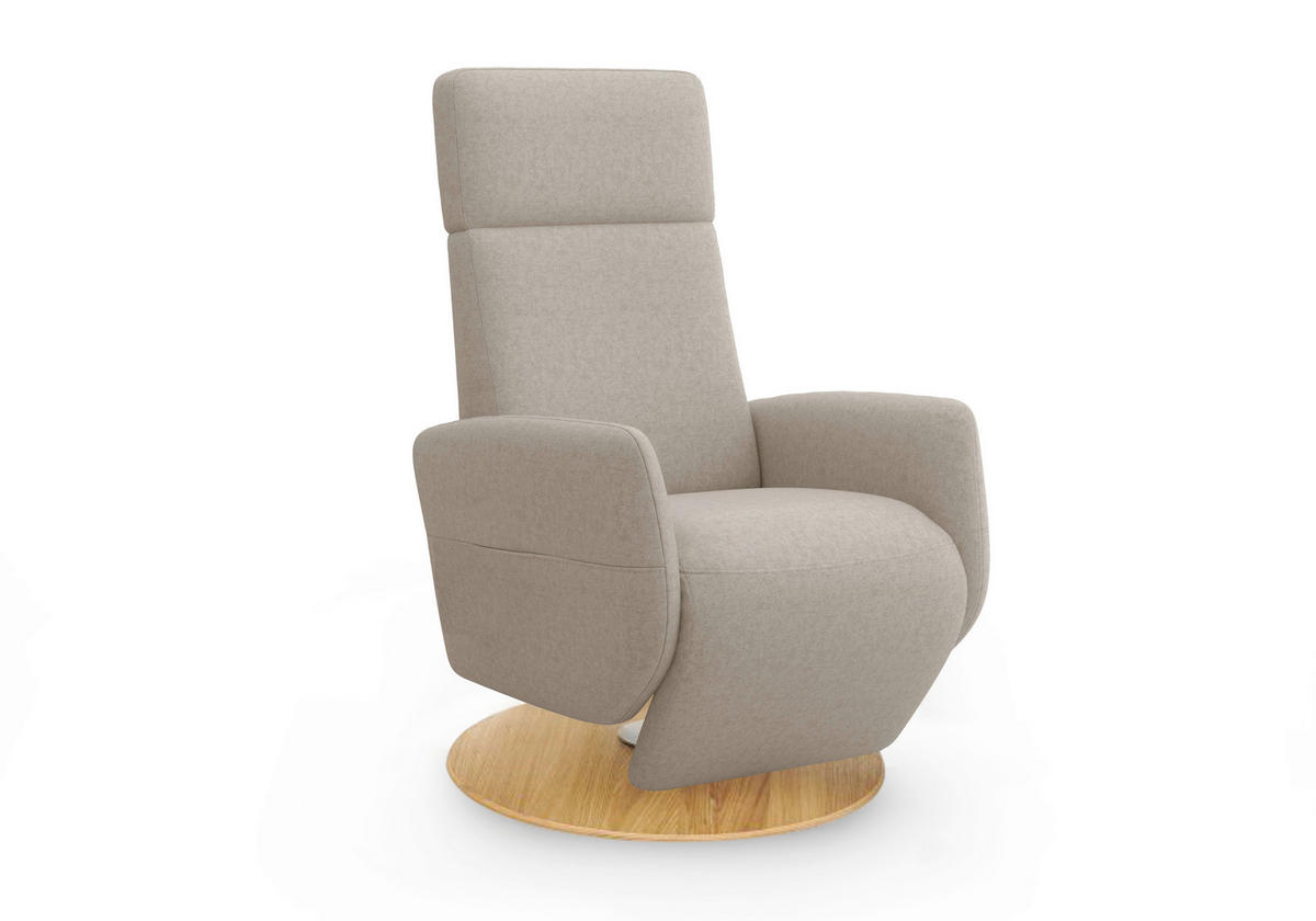 RELAXSESSEL in Textil Taupe  - Taupe/Eichefarben, KONVENTIONELL, Holz/Textil (71/110/82cm) - Sit & More