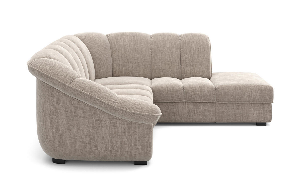 ECKSOFA Naturfarben Chenille Bettkasten, Schlaffunktion, Rücken echt  - Schwarz/Naturfarben, KONVENTIONELL, Kunststoff/Textil (260/88/222cm) - Welnova