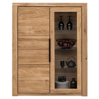 HIGHBOARD  in 108/141/40 cm  - Eichefarben/Schwarz, Natur, Glas/Holz (108/141/40cm) - Carryhome