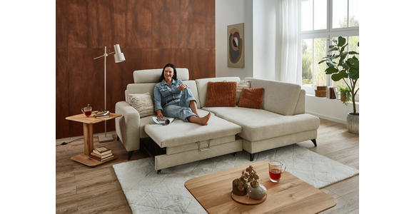 ECKSOFA Beige Chenille  - Beige/Schwarz, Design, Textil/Metall (239/182cm) - Valnatura