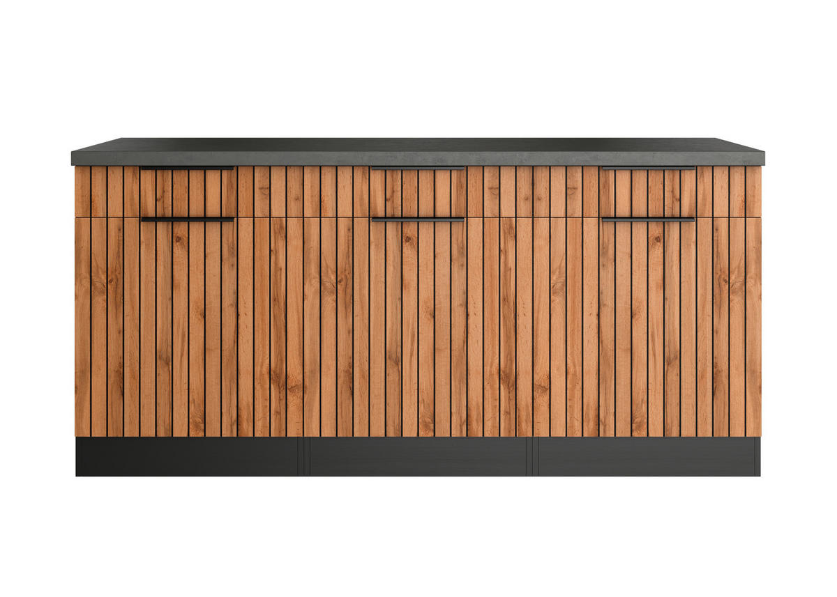 KÜCHENUNTERSCHRANK 180/85/60 cm  in Graphitfarben, Eiche Wotan  - Schieferfarben/Eiche Wotan, Basics, Holzwerkstoff/Metall (180/85/60cm) - Held