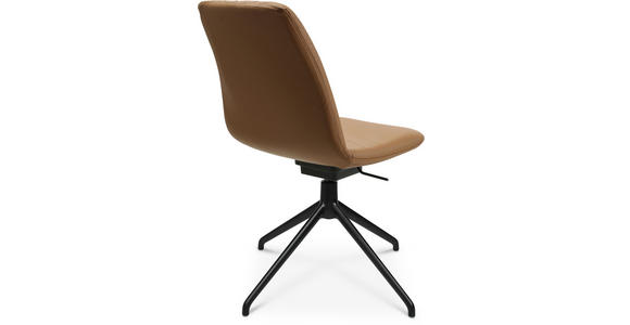 STUHL Echtleder Schwarz, Cognac - Cognac/Schwarz, Design, Leder/Metall (46/81,5-84,5/55cm) - Johann Jakob