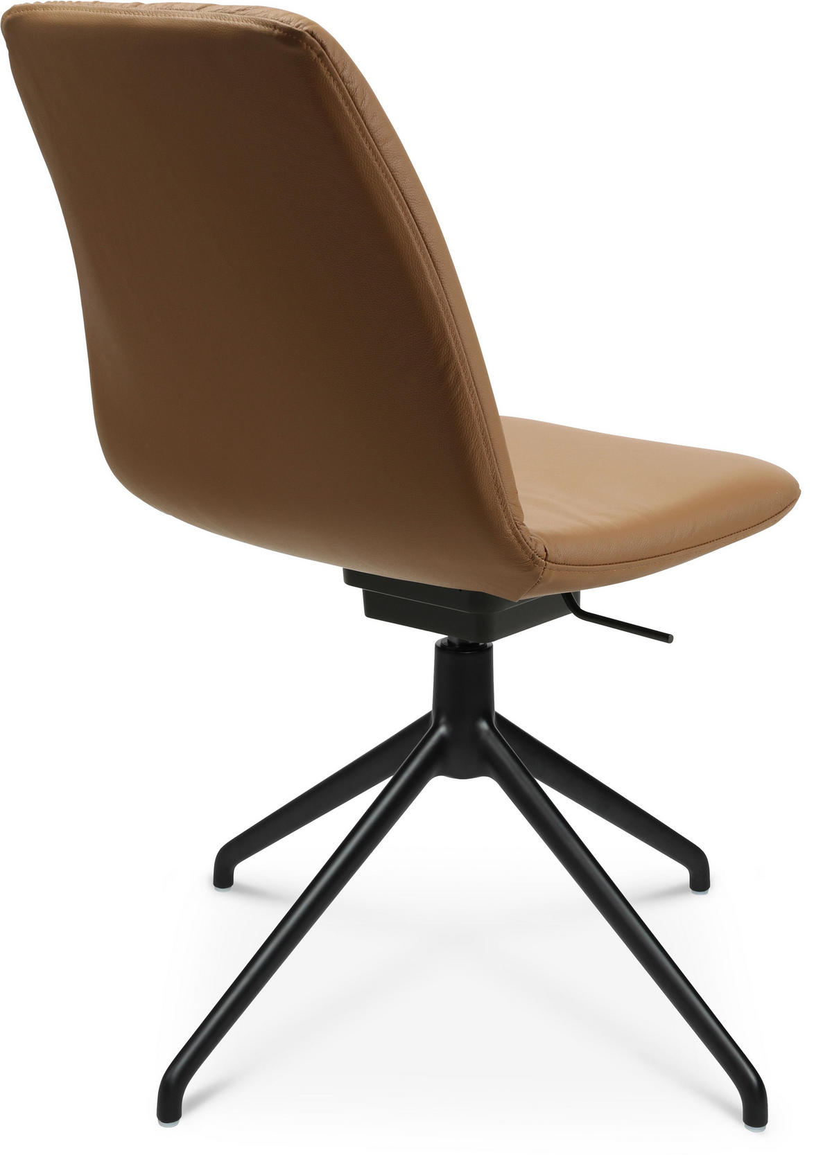 STUHL Echtleder Schwarz, Cognac  - Cognac/Schwarz, Design, Leder/Metall (46/81,5-84,5/55cm) - Johann Jakob